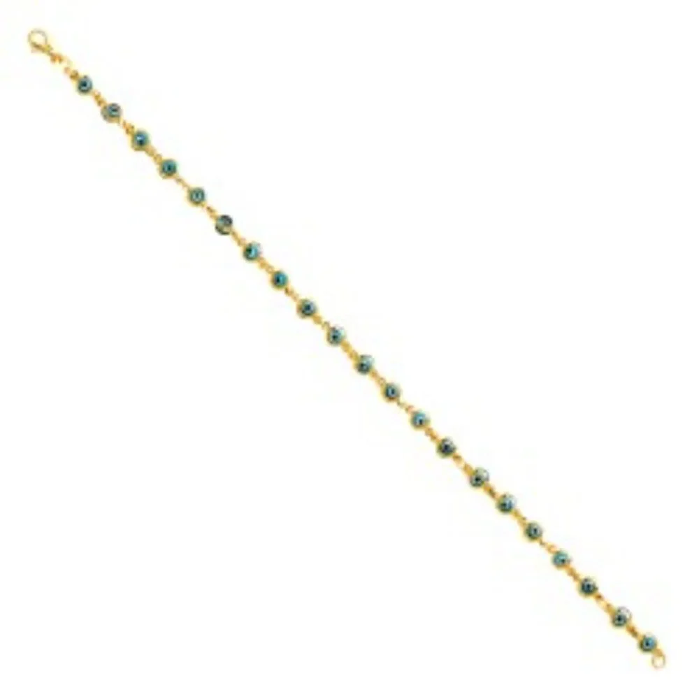 Solid 14K Gold Red Evil Eye Bracelet - 7.25" - Picture 4 of 5